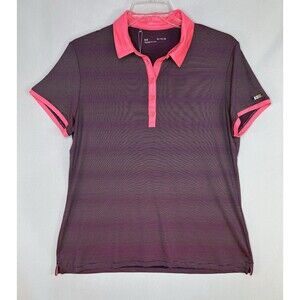 Under Armour Women’s Golf UPF 30 Short Sleeve Stripe Pink XL Polo Shirt